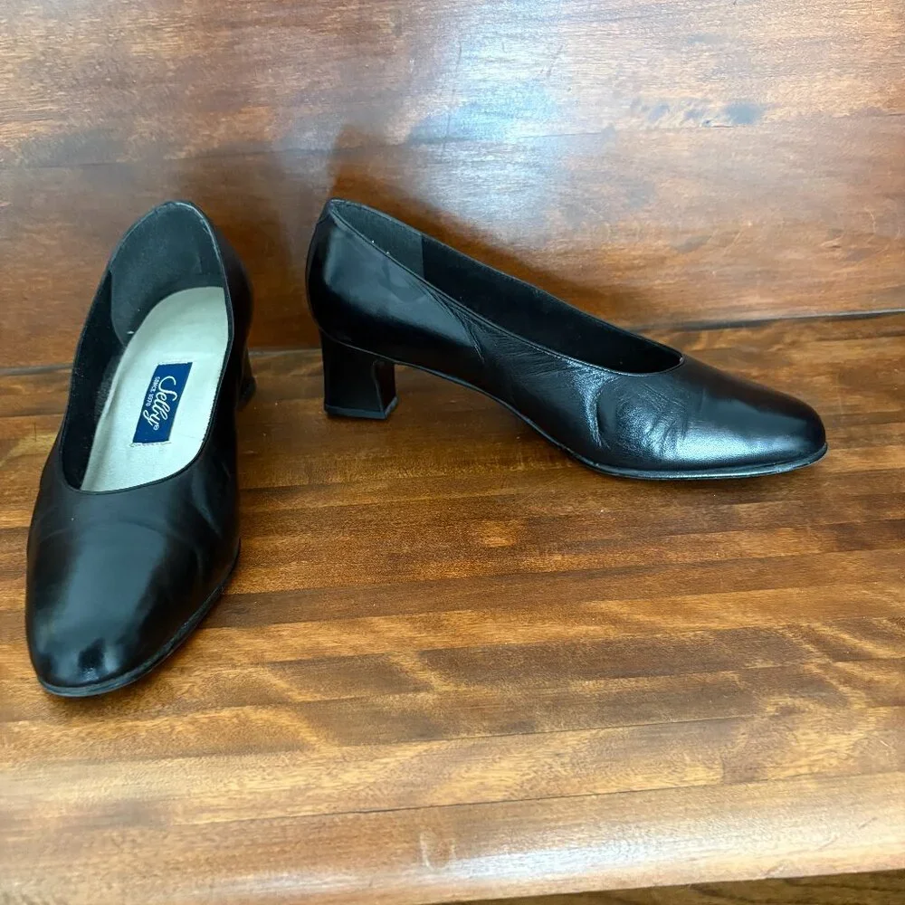 Selby Women's Black Leather Comfort Pumps Made in Spain Party Corporate Chic 9D